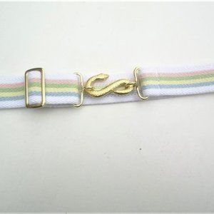 rare gold colour metal buckle ladies elastic rainbow stripe snake belt fits 24 3